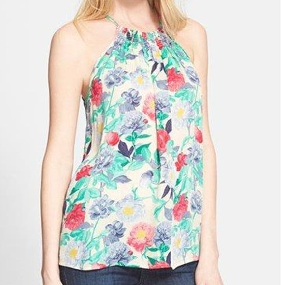 Joie Esmee Green Pink Floral Silk Halter Top XS Multi Color Tank Top Sleeveless - Picture 10 of 10